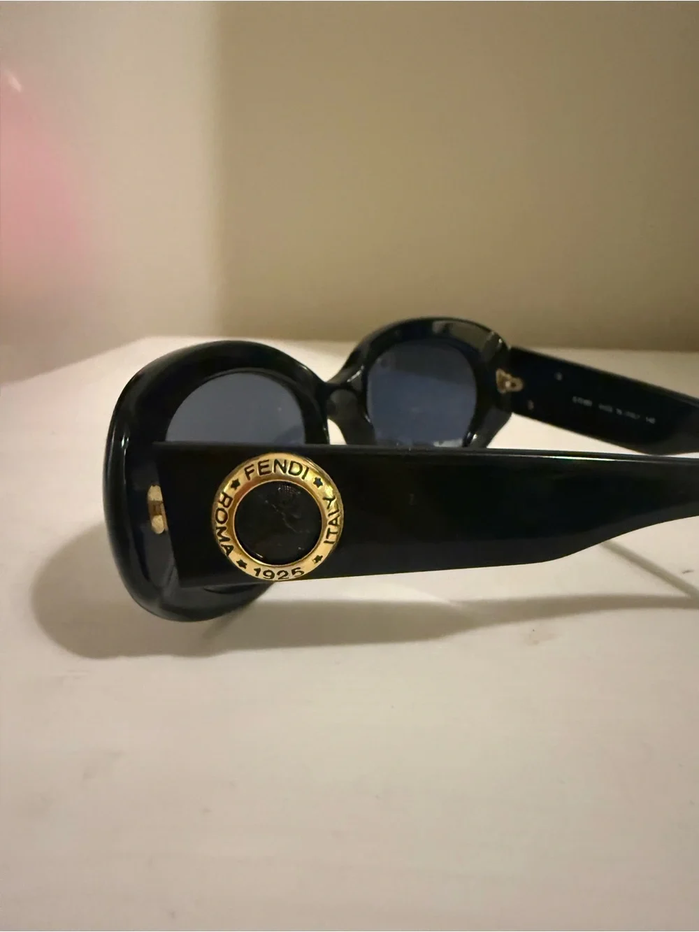 Vintage Fendi Black Round Logo Sunglasses